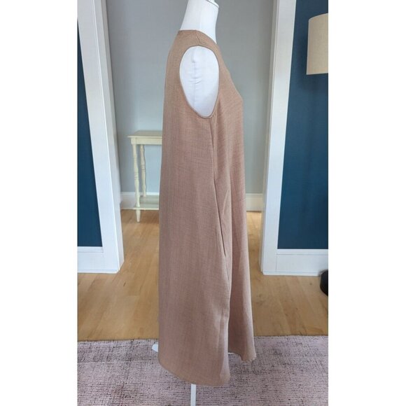 Lagenlook Tan Linen Blend Sleeveless Summer Dress Size 4-6 - Picture 3 of 10